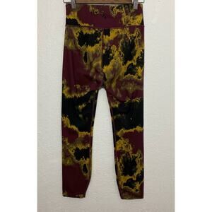 Joy Lab Size Small Women Black Red Gold Printed High Waist Leggings Stretch Logo